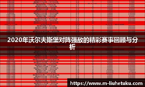 2020年沃尔夫斯堡对阵强敌的精彩赛事回顾与分析
